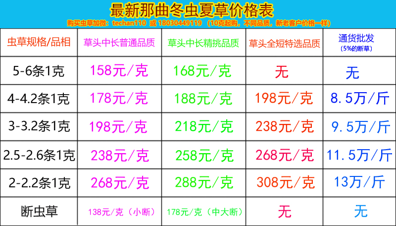 2022年冬虫夏草价格表